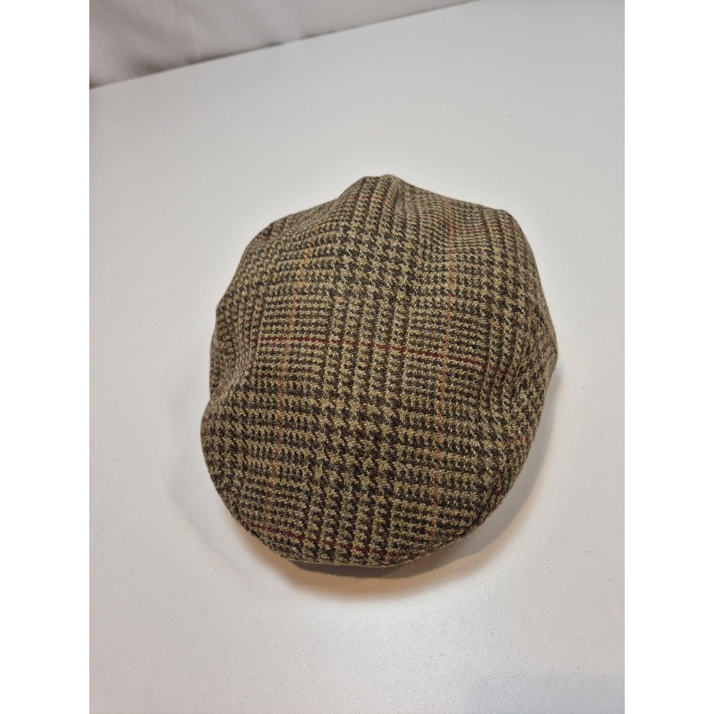 Christys' London Hat Flat Cap Fitted Mens S Brown Wool Tweed Lined Handmade